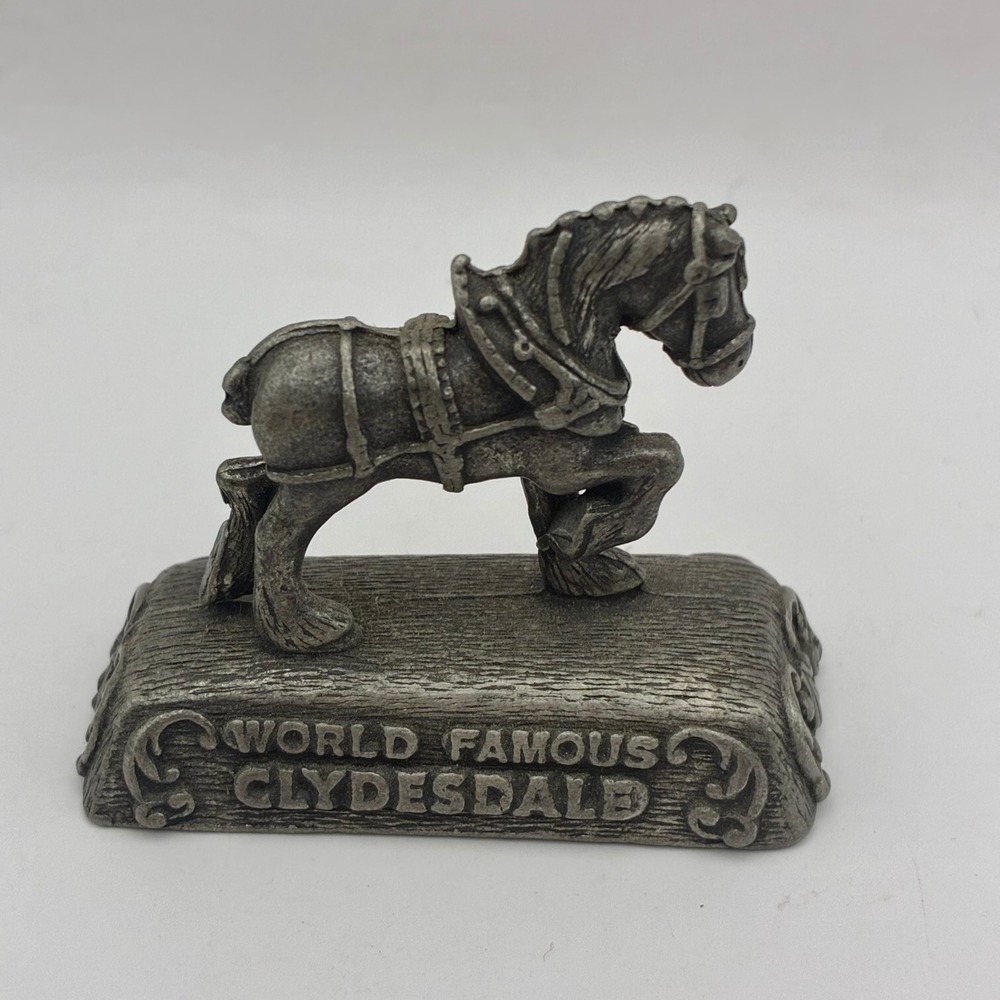 Busch Gardens World Famous Clydesdale Pewter Tone Metal Horse Figurine Vintage